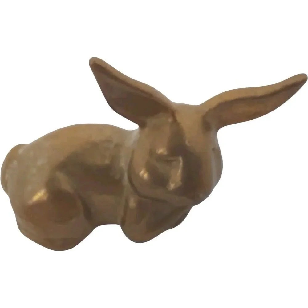 Brass Bunny Rabbit Laying Down Miniature Figurine 2.5